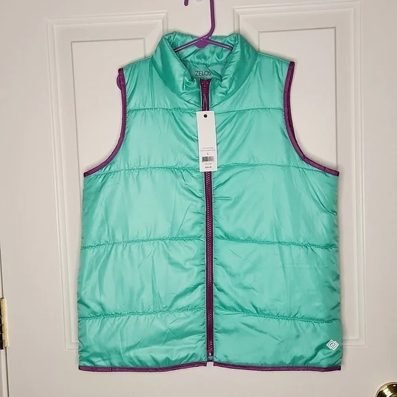 Zelos Girls Seafoam Purple Puffer Vest Size L NWT - Picture 1 of 10